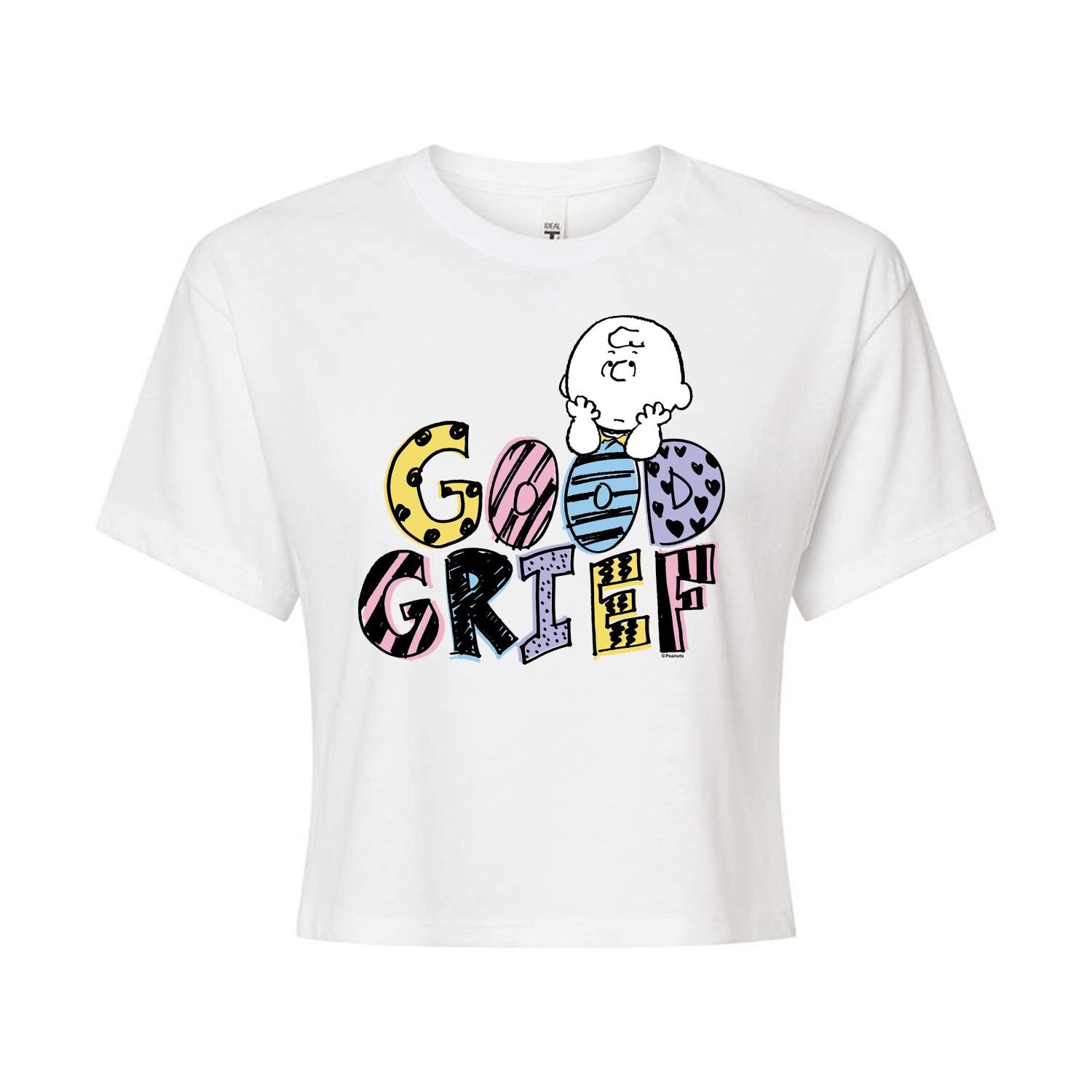 

Укороченная футболка с рисунком Peanuts Good Grief для детей Juniors Licensed Character, белый