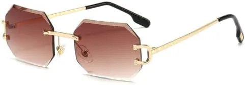 

Винтажные квадратные солнцезащитные очки без оправы 2027 года для женщин и мужчин. Роскошные солнцезащитные очки для женщин с защитой от УФ-излучения UV400 MTZJH, Tea