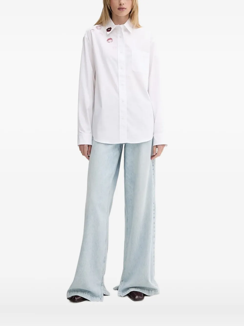 

Рубашка с пайетками и принтом Miss Sixty, белый