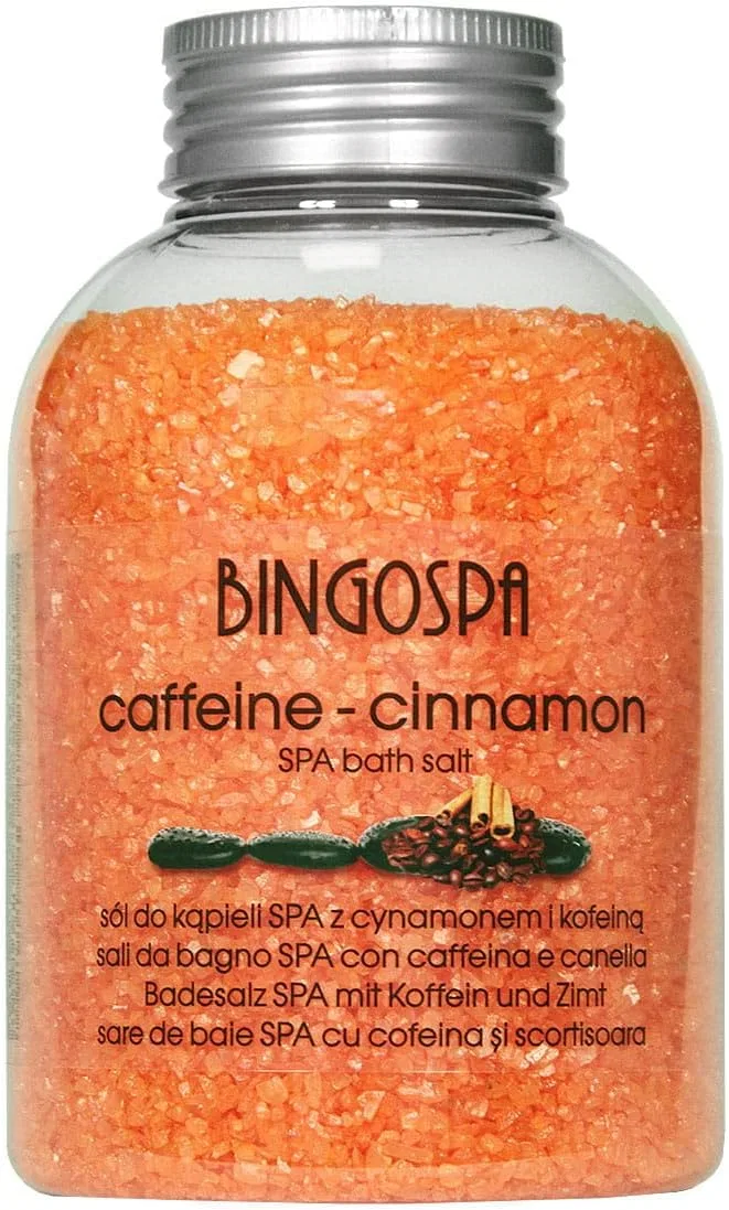 Антицеллюлитная соль для ванн BINGOSPA с кофеином и корицей, 600 г Bingospa