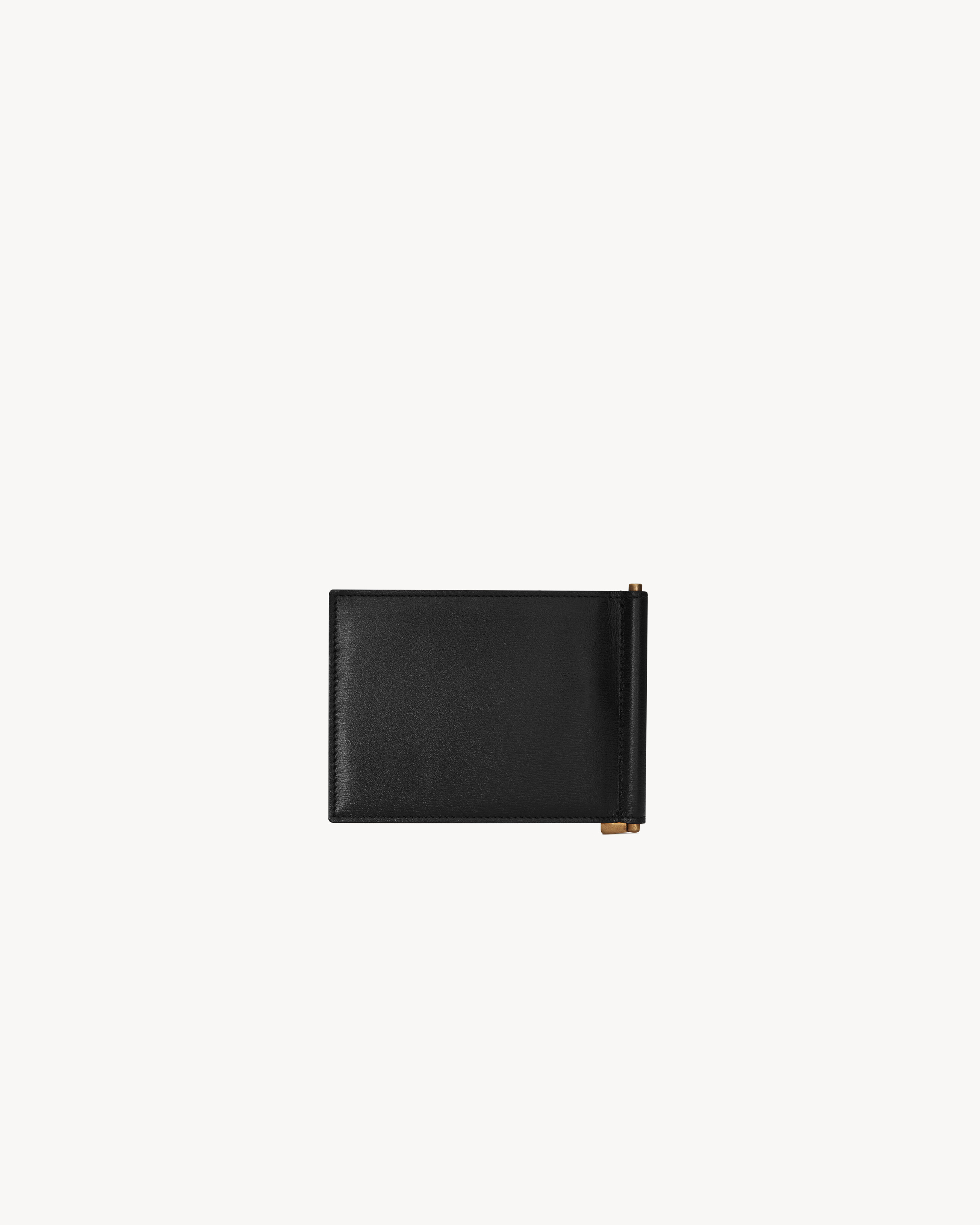 Кошелек с зажимом для купюр TINY CASSANDRE из блестящей кожи SAINT LAURENT, черный — фото 2