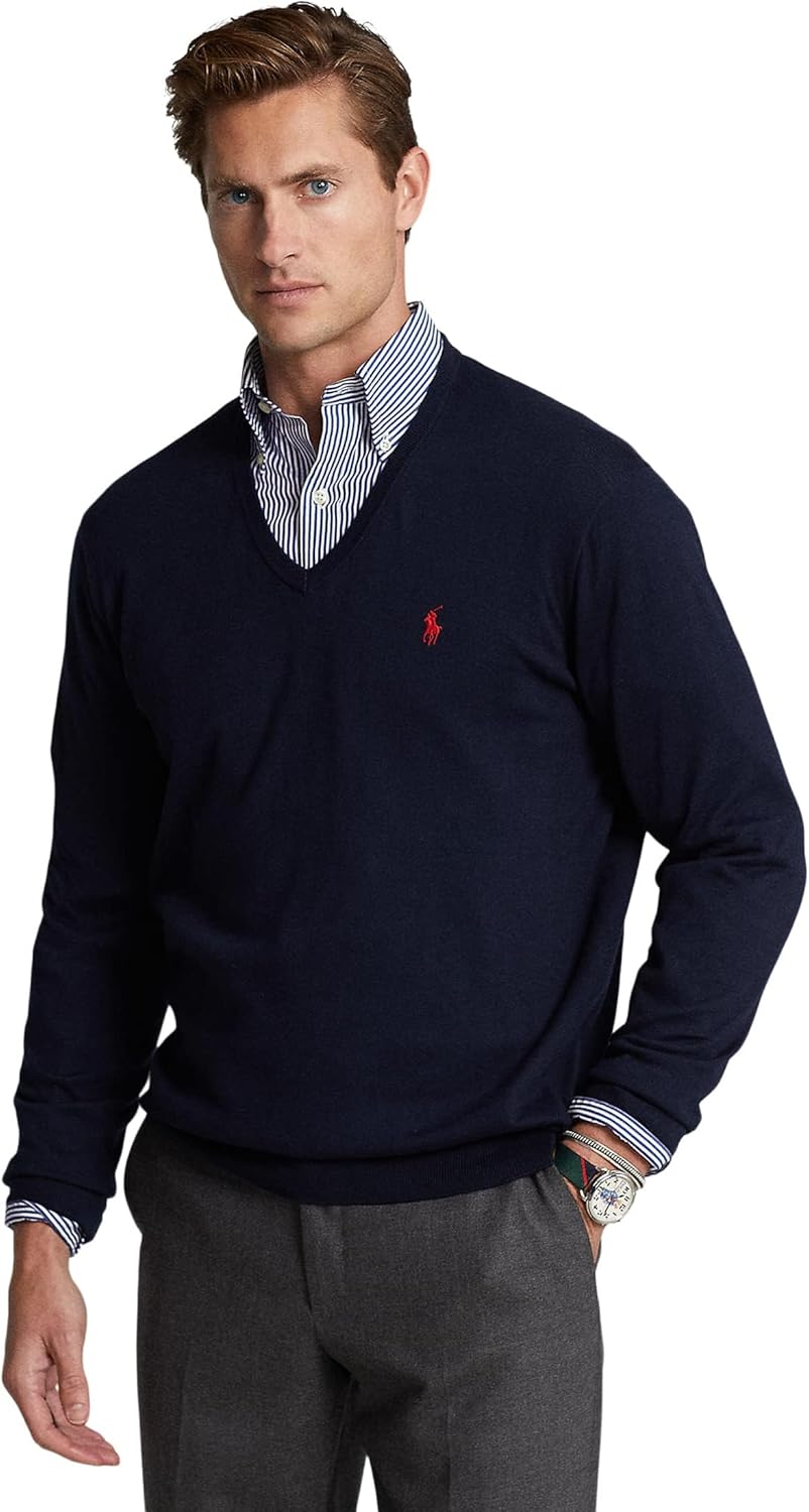 

POLO RALPH LAUREN мужской хлопковый свитер с V-образным вырезом, Hunter Navy