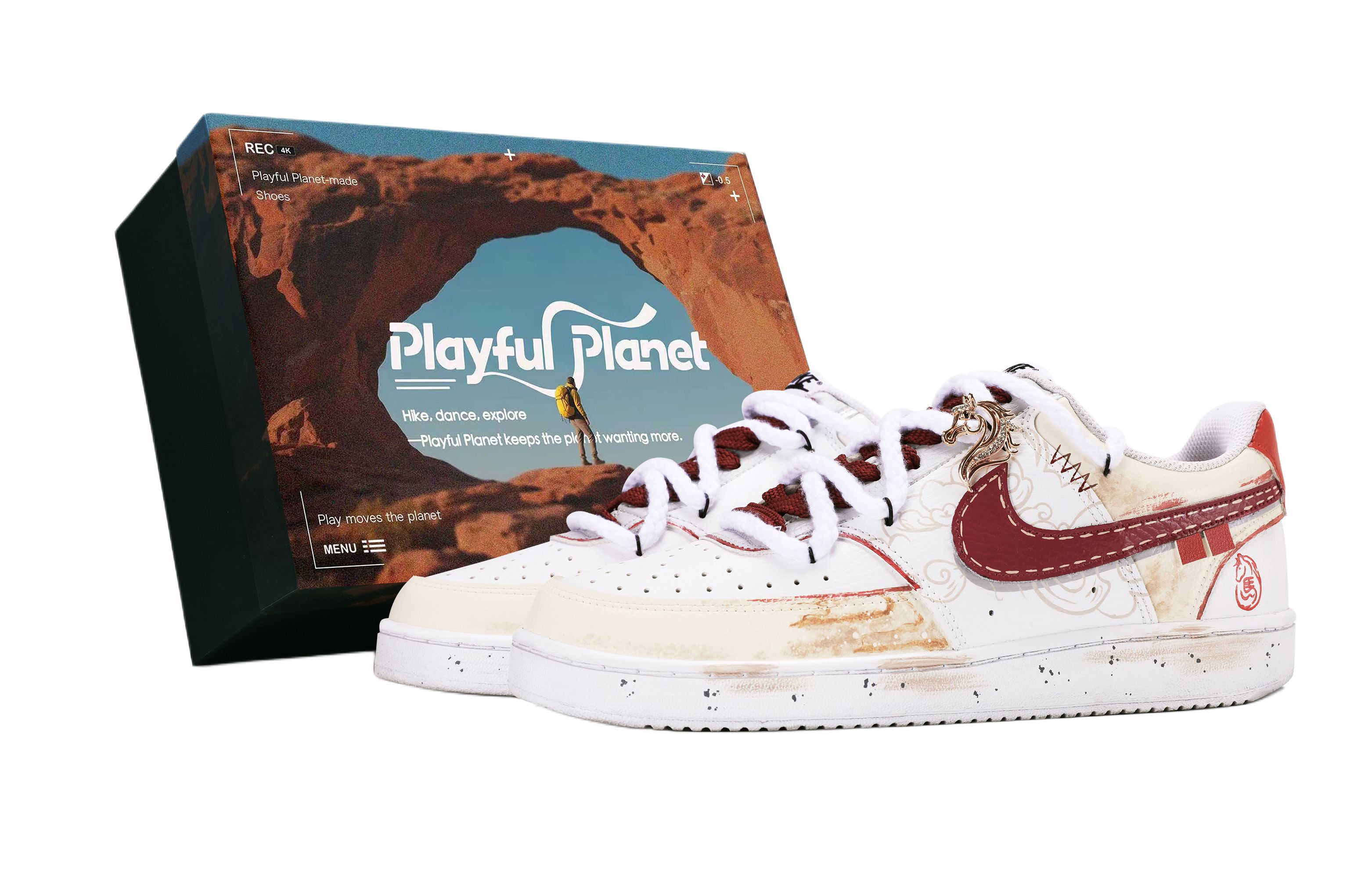 

Court Vision устойчивые к истиранию низкие скейтерские кроссовки для мужчин Frost White Red Gold Nike, Frost белый красный золотой