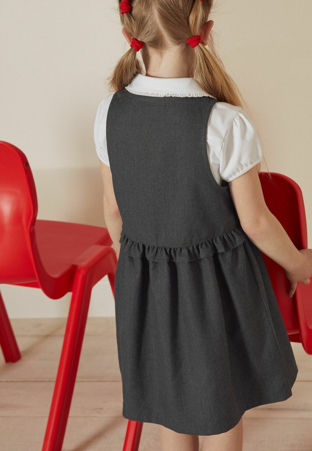 

Летнее платье Zip Front Frill Waist School Pinafore Next, цвет grey