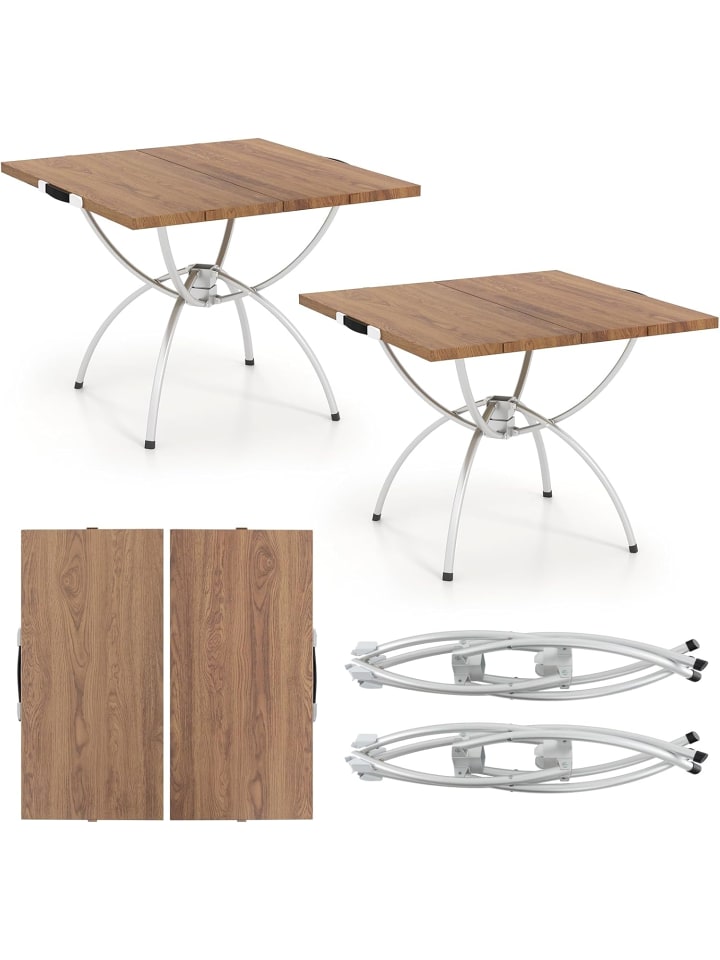 

COSTWAY Комплект из 2 складных кемпинговых столиков коричневого цвета