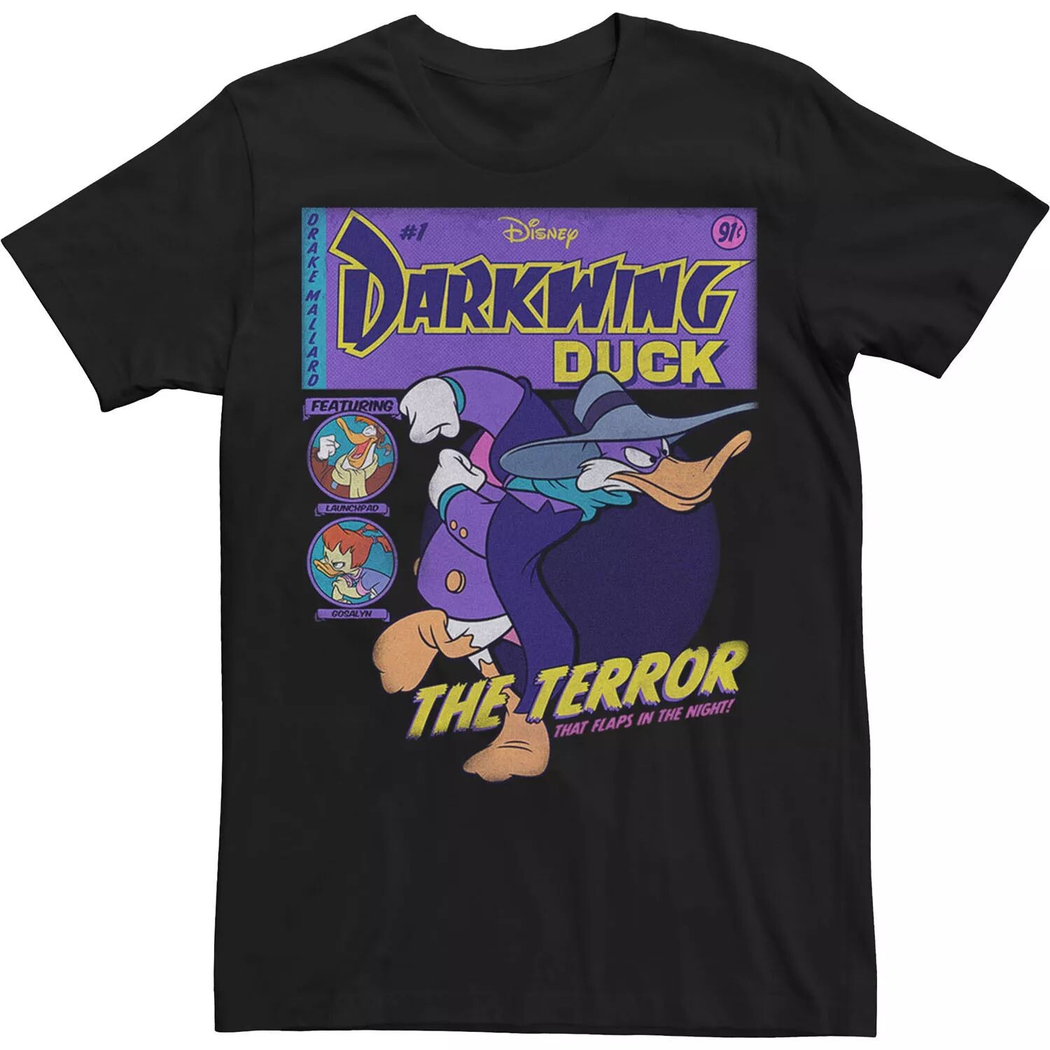 

Мужская футболка с обложкой комиксов Disney Darkwing Duck, Black Licensed Character, черный