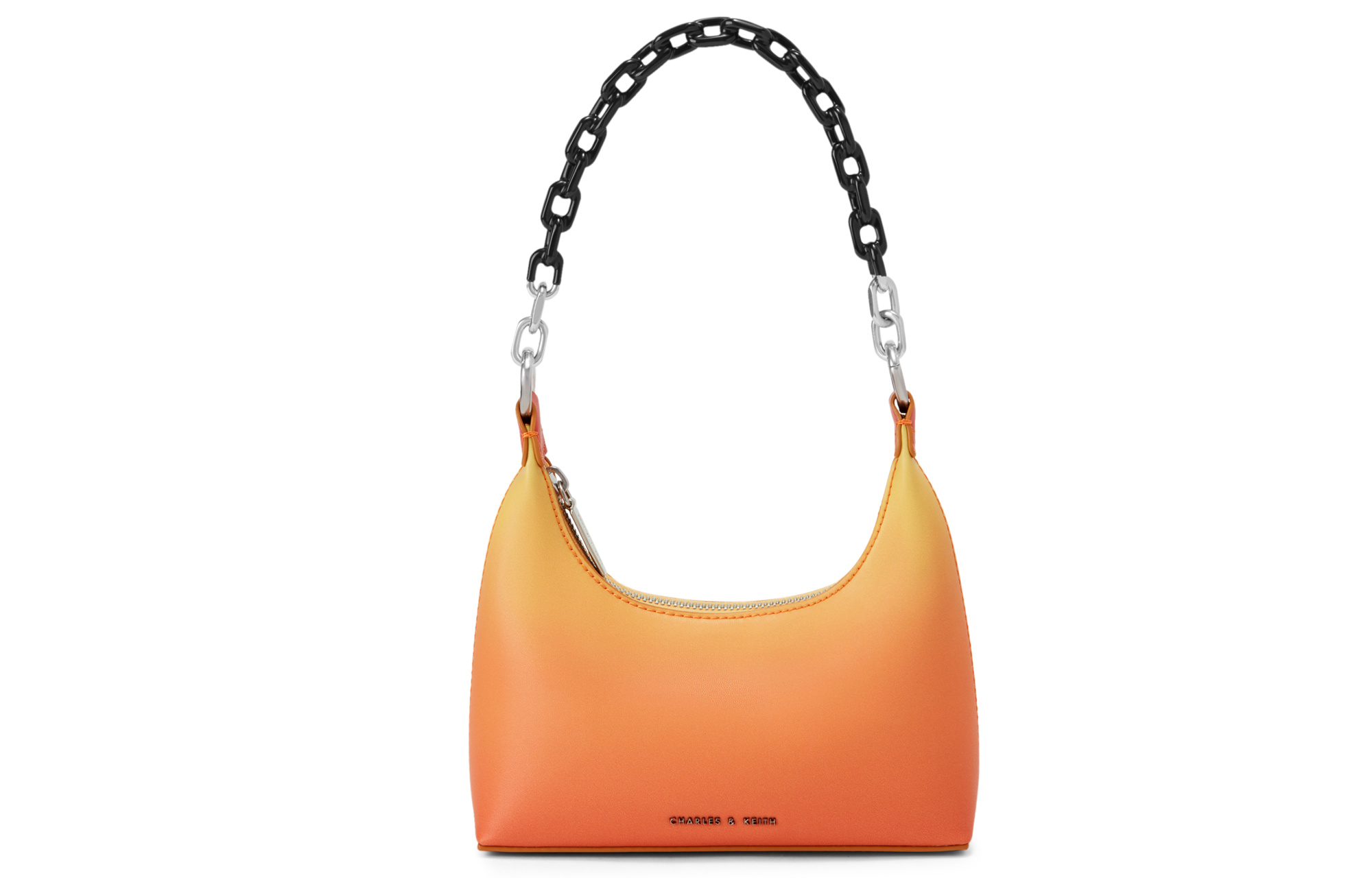 

CHARLES&KEITH Женская маленькая наплечная сумка через плечо PU разноцветная, Sunset Light Orange Red