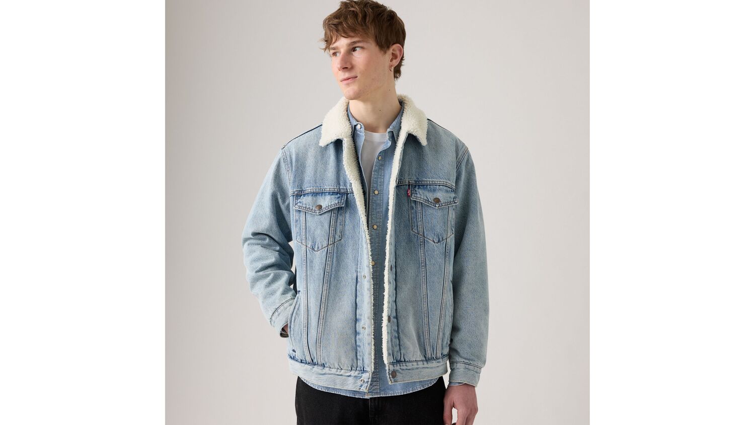 

Куртка Trucker из шерпы свободного кроя Levi's, Kentucky Blue - Light Wash