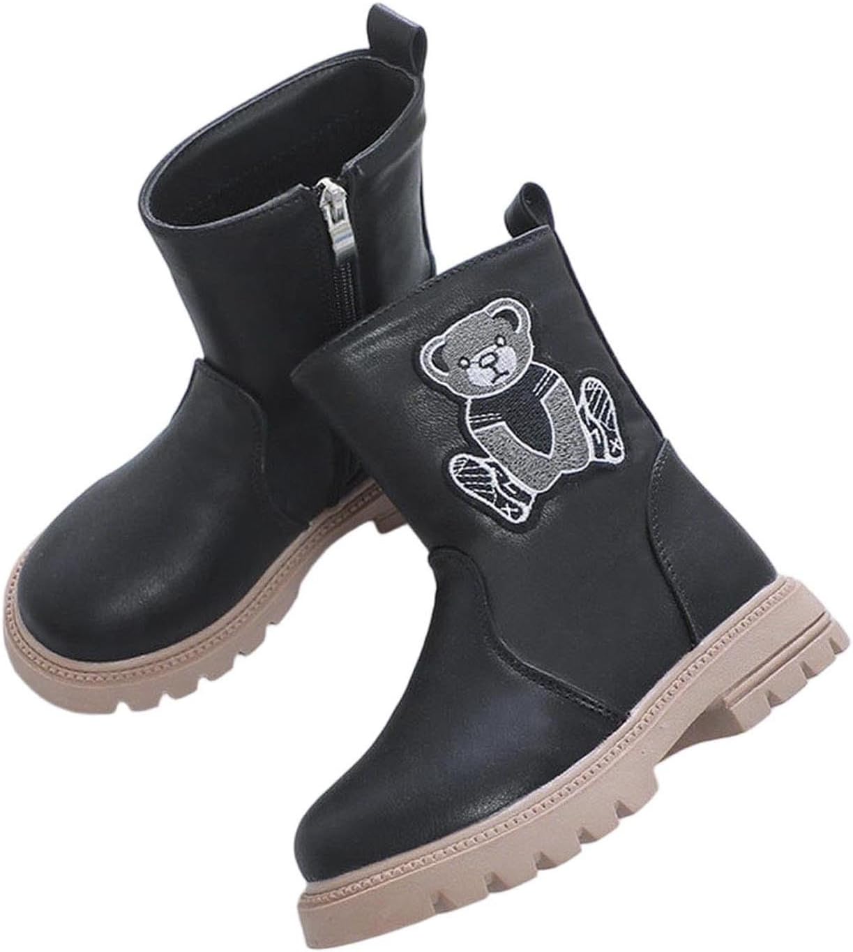 

Детские ботинки на щиколотку для девочек и мальчиков, зимние теплые с меховой подкладкой, снежные ботиночки, модная повседневная обувь для улицы Generic, Black