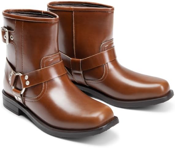 Боевые ботинки DREAM PAIRS с боковой молнией и короткой голенью, Brown — фото 4
