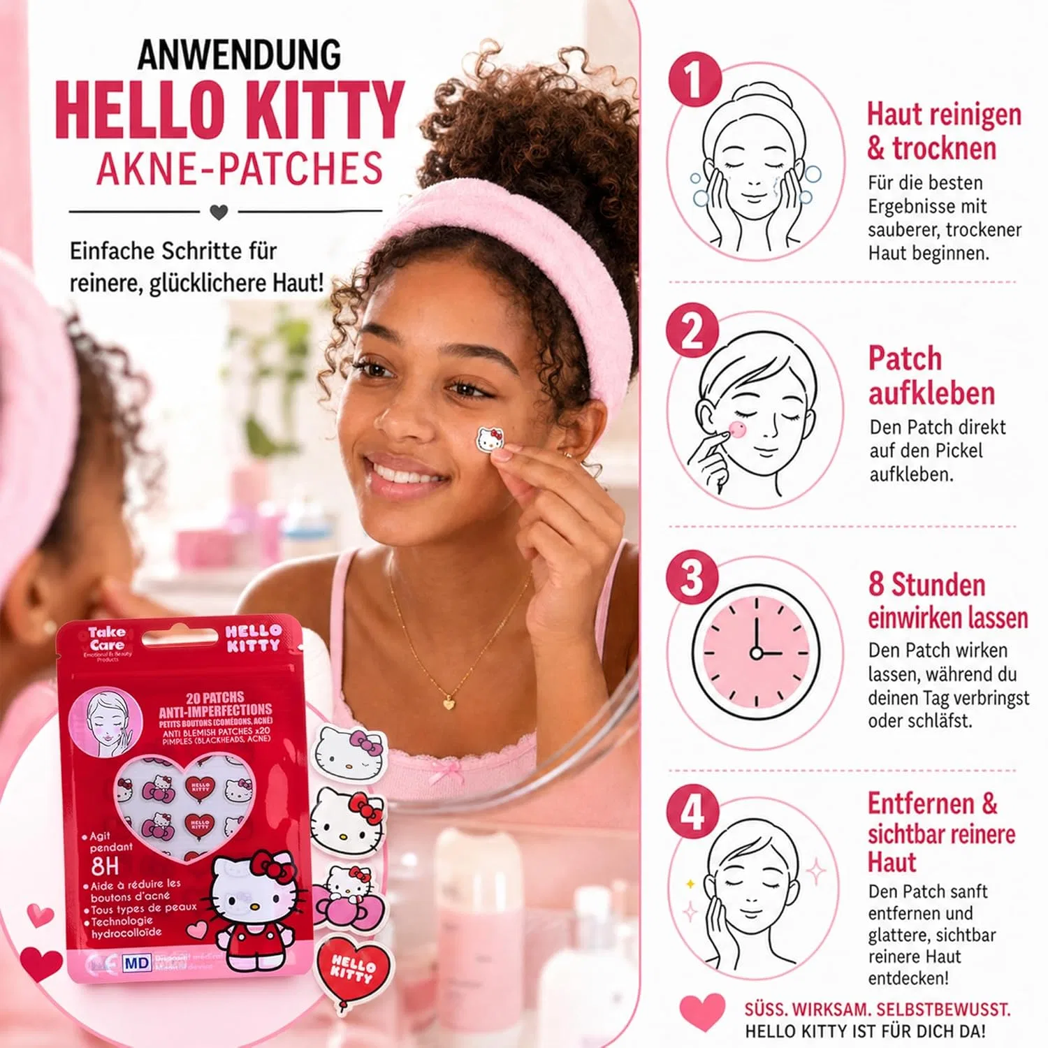 Гидроколлоидные патчи от прыщей «Hello Kitty» в форме звезд, 20 шт. Mevsim Store, Hello Kitty Pack Of 20 — фото 2
