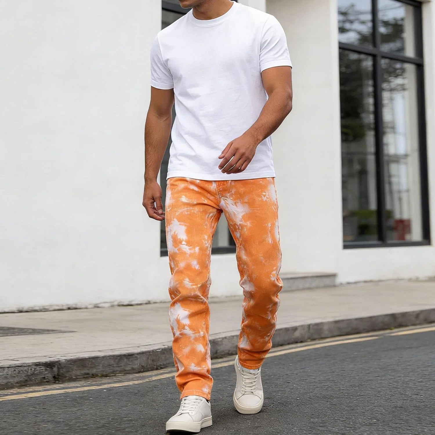 Джинсы, Slim Fit, Оранжевый — фото 4