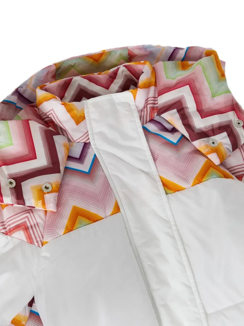 Стеганое пальто с принтом зигзаг Missoni Kids, белый — фото 3