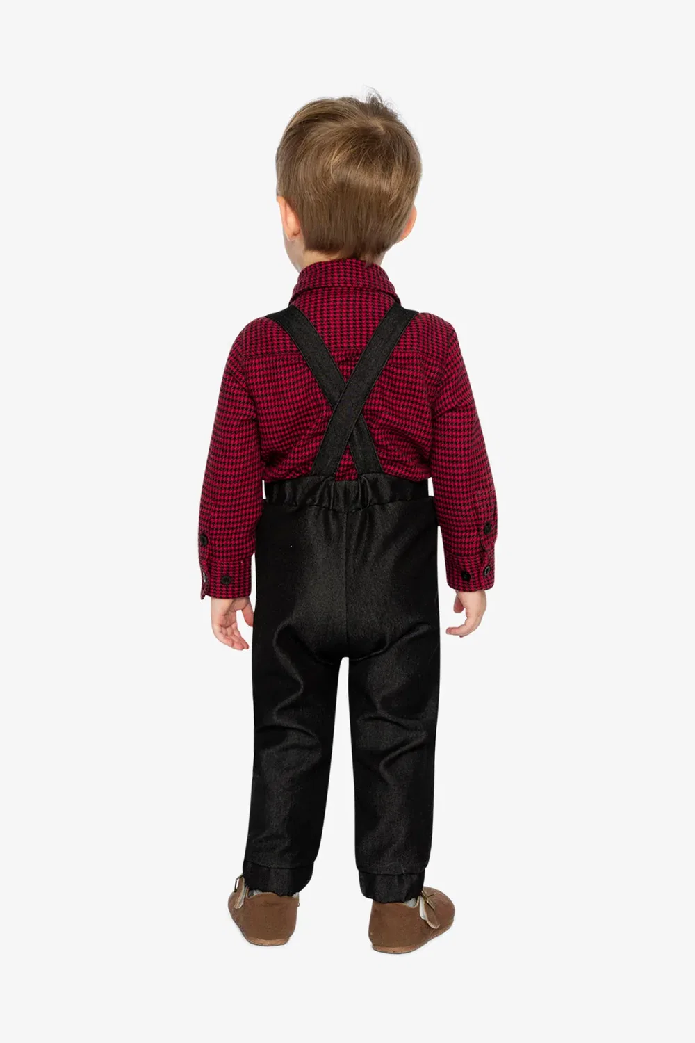 Детский комплект из топа и брюк с принтом Christmas Couture Deux par Deux, Black And Red Houndstooth — фото 4