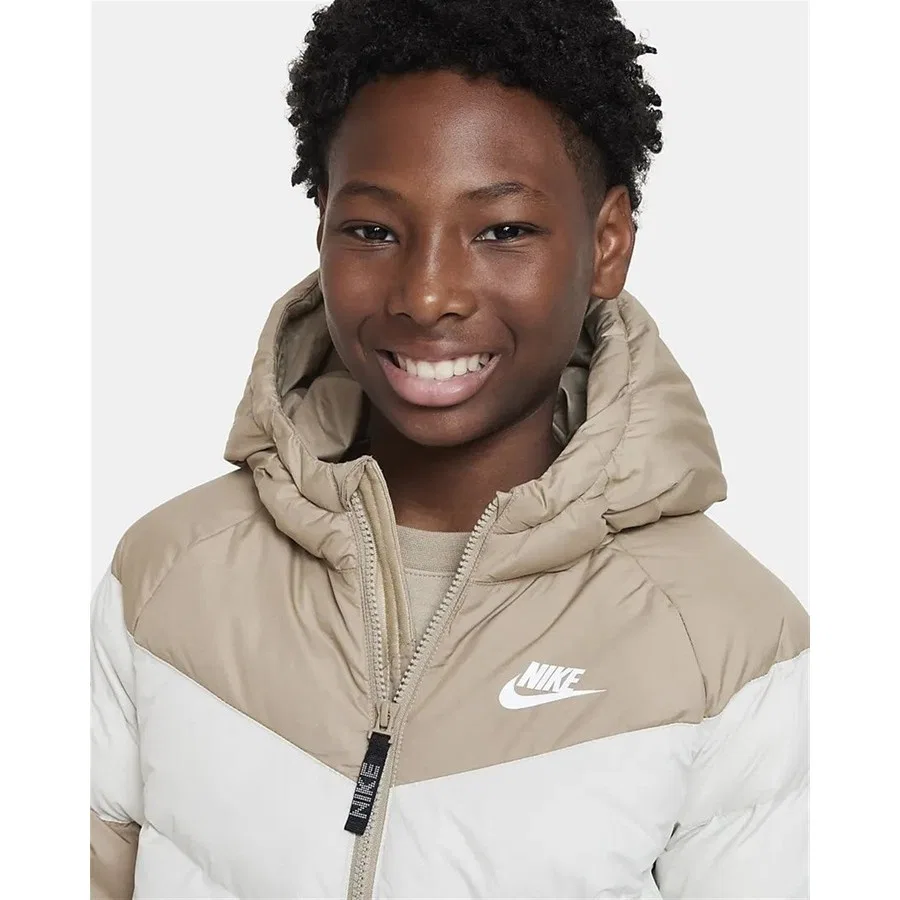 Детский утепленный худи-бомбер Nike Sportswear Synthetic-Fill Full-Zip Hoodie, Бежевый — фото 4