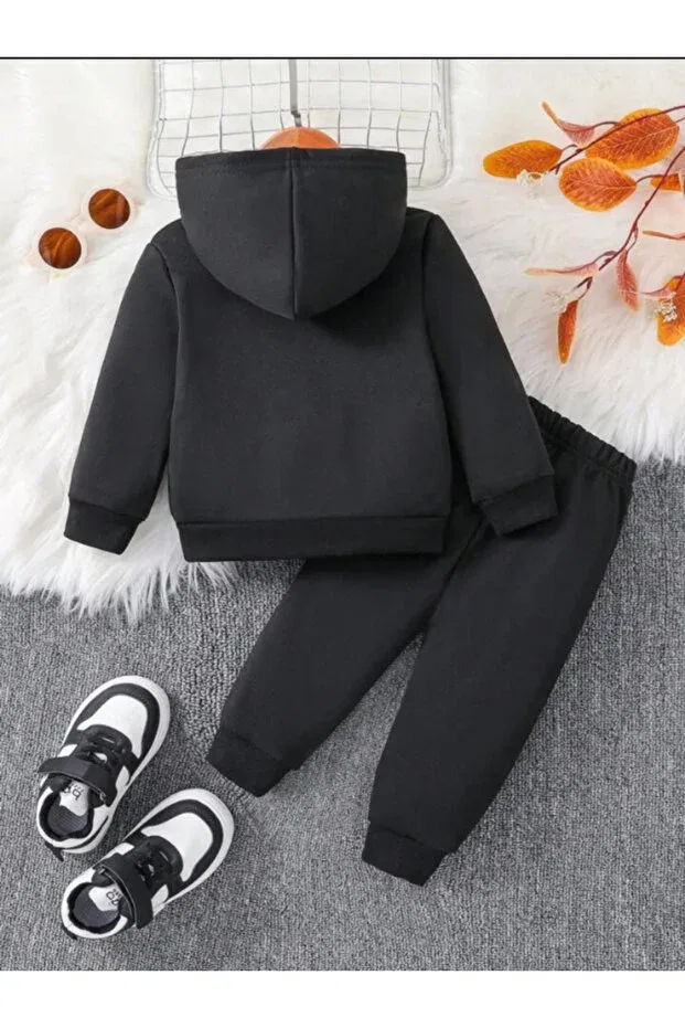 Детский спортивный костюм для девочек с принтом Zippered bear printed children's tracksuit Doce Elegante, Black — фото 2