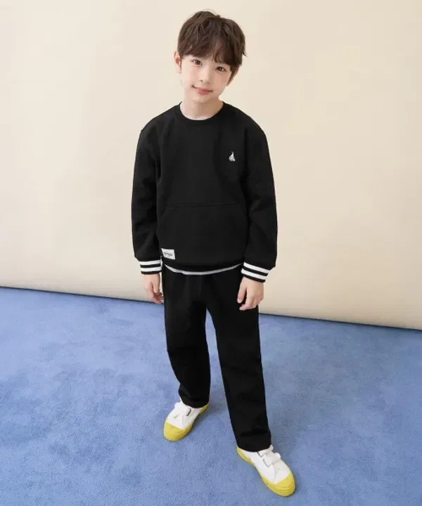 Свитшот с кенгуру-карманом и брюки, детский, Beanpole Kids, черный