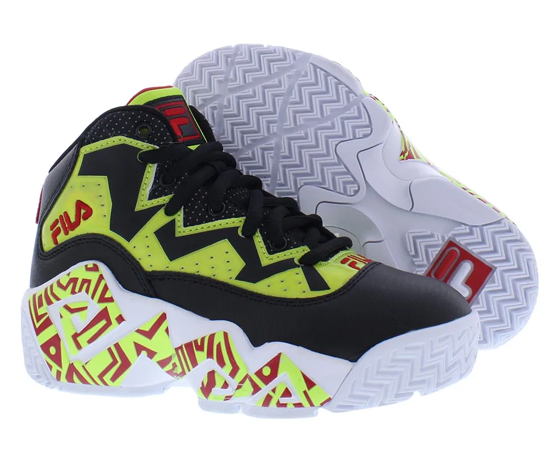 Детские кроссовки для мальчиков с закрытым носком Kid's Fila Mb Fila, Lime Black — фото 2