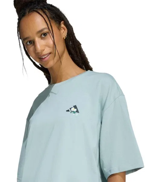 Женская футболка оверсайз с принтом Soft Side Adidas, Белый — фото 4