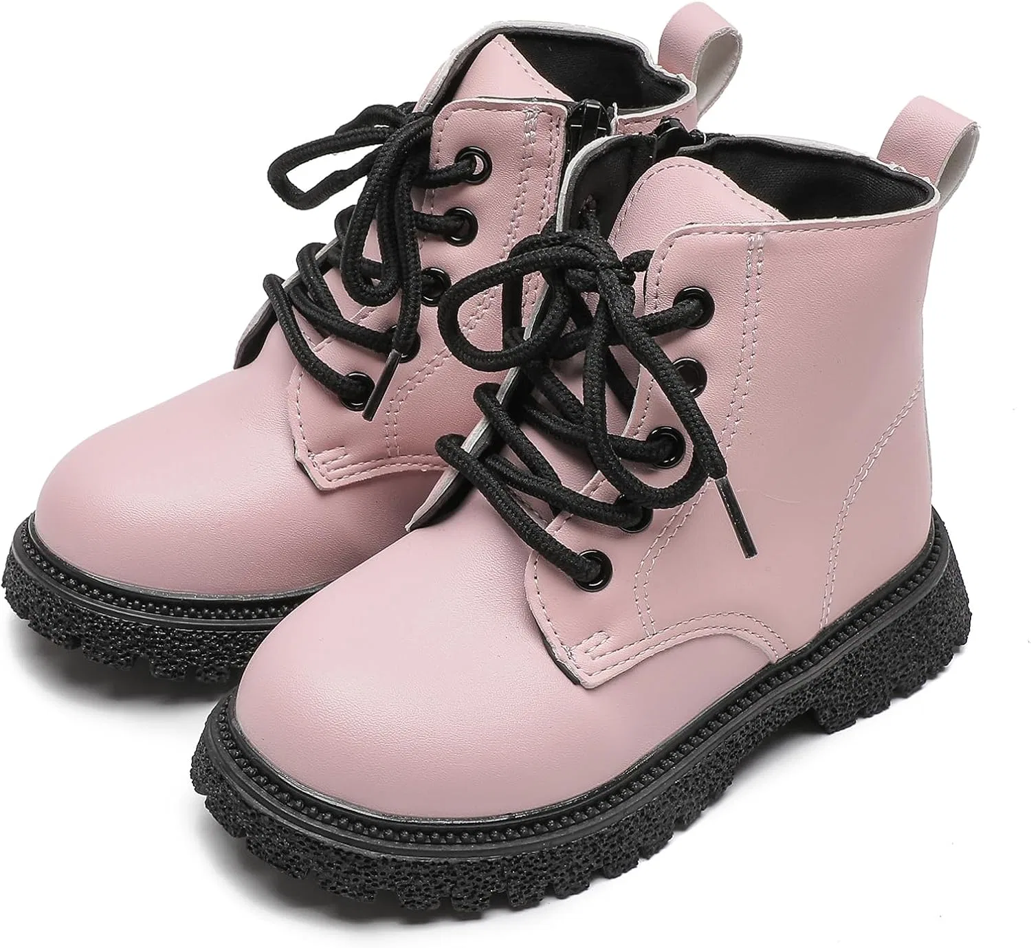 Детские ботинки для девочек на шнуровке с боковой молнией Komfyea, Pink