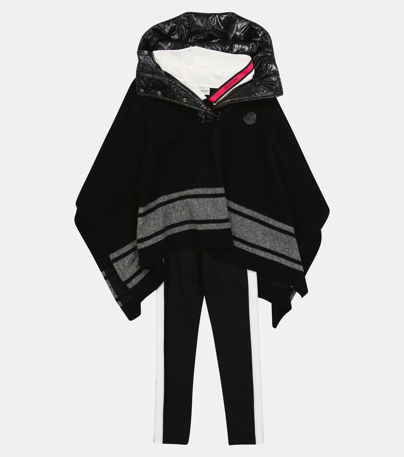 Пончо из шерстяной смеси Moncler Enfant, черный — фото 2