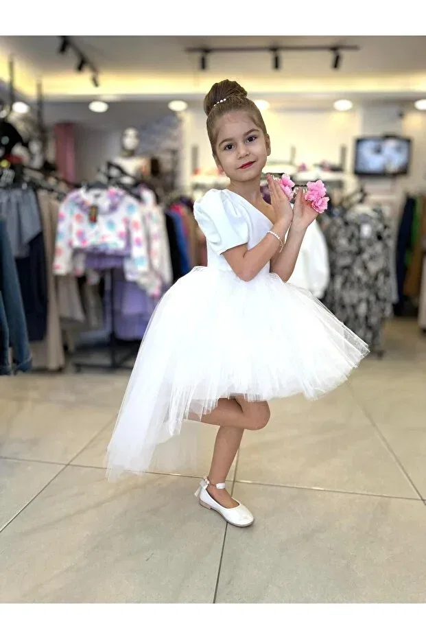 Детское платье для девочек с вышивкой Adalya Butik, White — фото 2