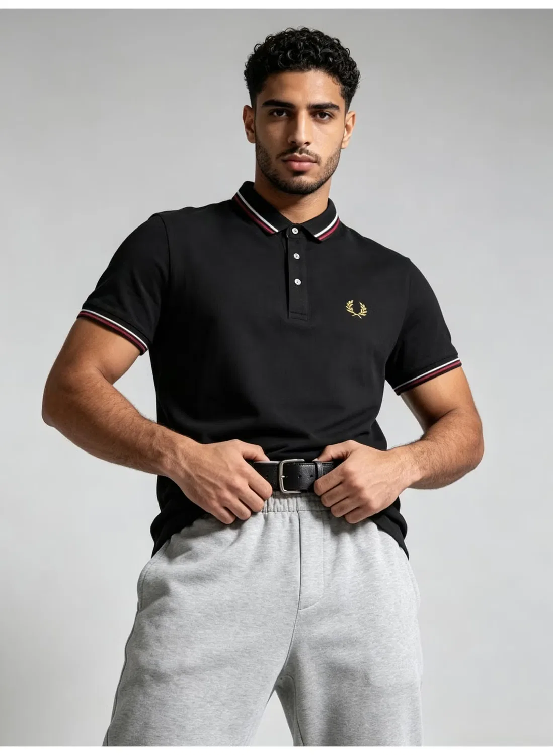 Поло с коротким рукавом и полосами Fred Perry, черный — фото 2