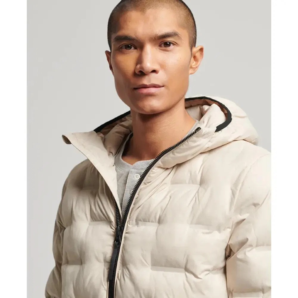 Женская стеганая куртка с капюшоном Superdry, Beige — фото 4