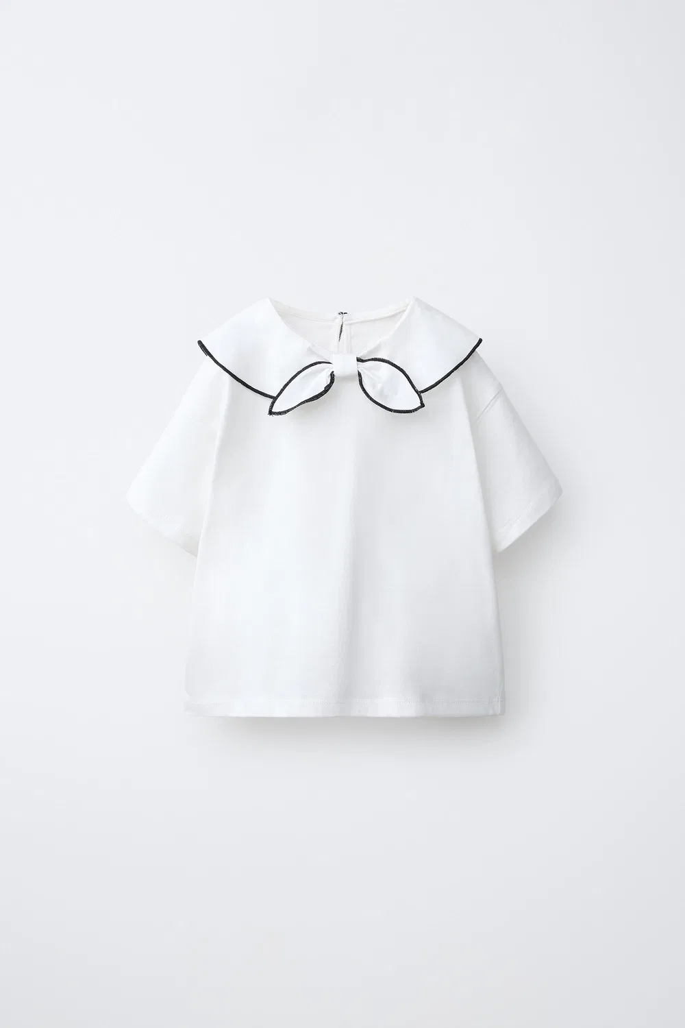 Футболка с воротником-банданой и бантом ZARA, White