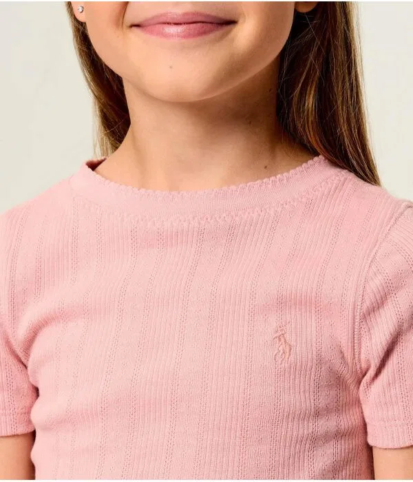 Детская футболка для девочек хлопковая Cropped Fit Polo Ralph Lauren, Rosa — фото 4