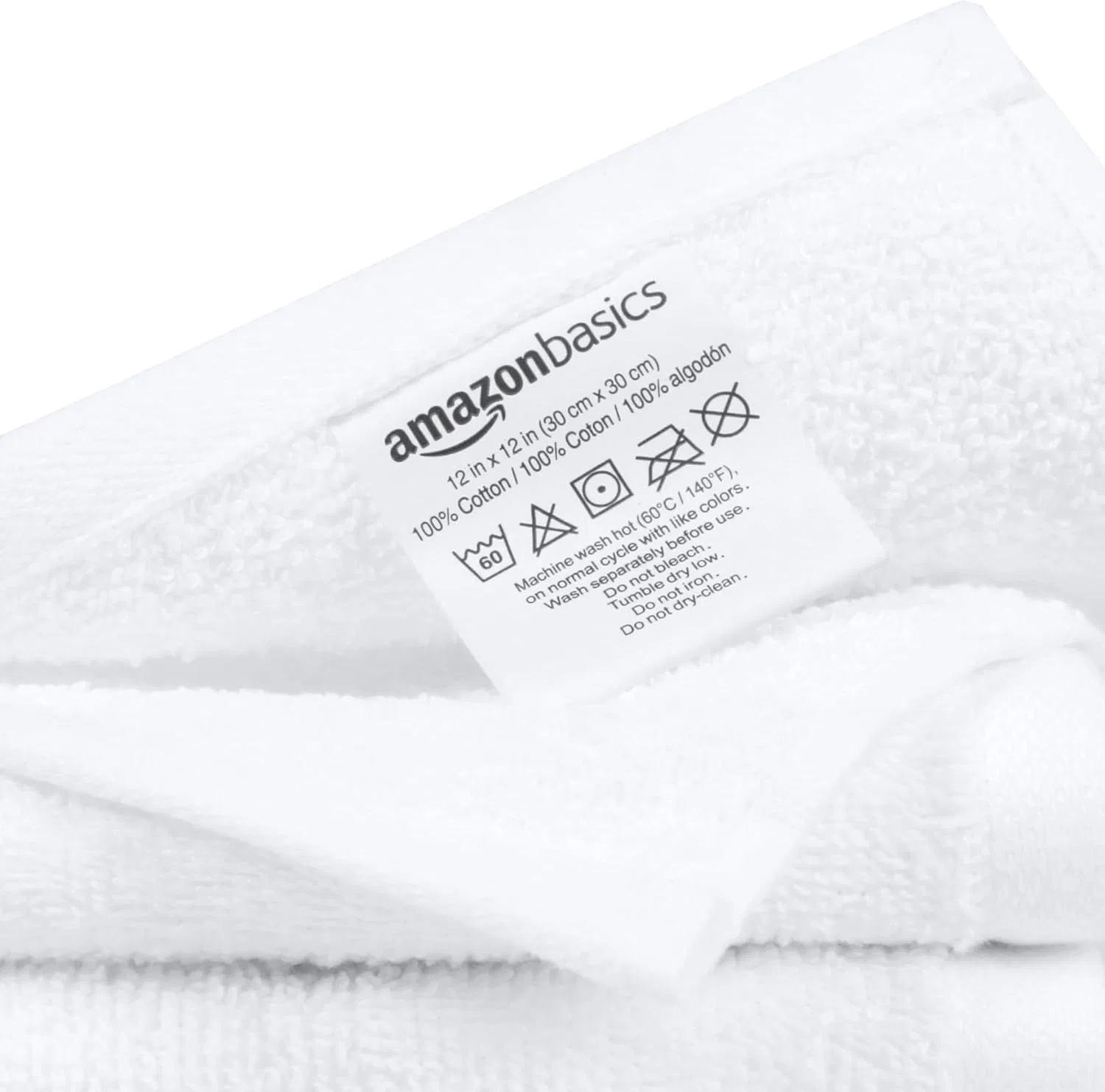 Набор мочалок Terry Cloth, 60 шт, Amazon Basics, 30x30 см, Белый — фото 3