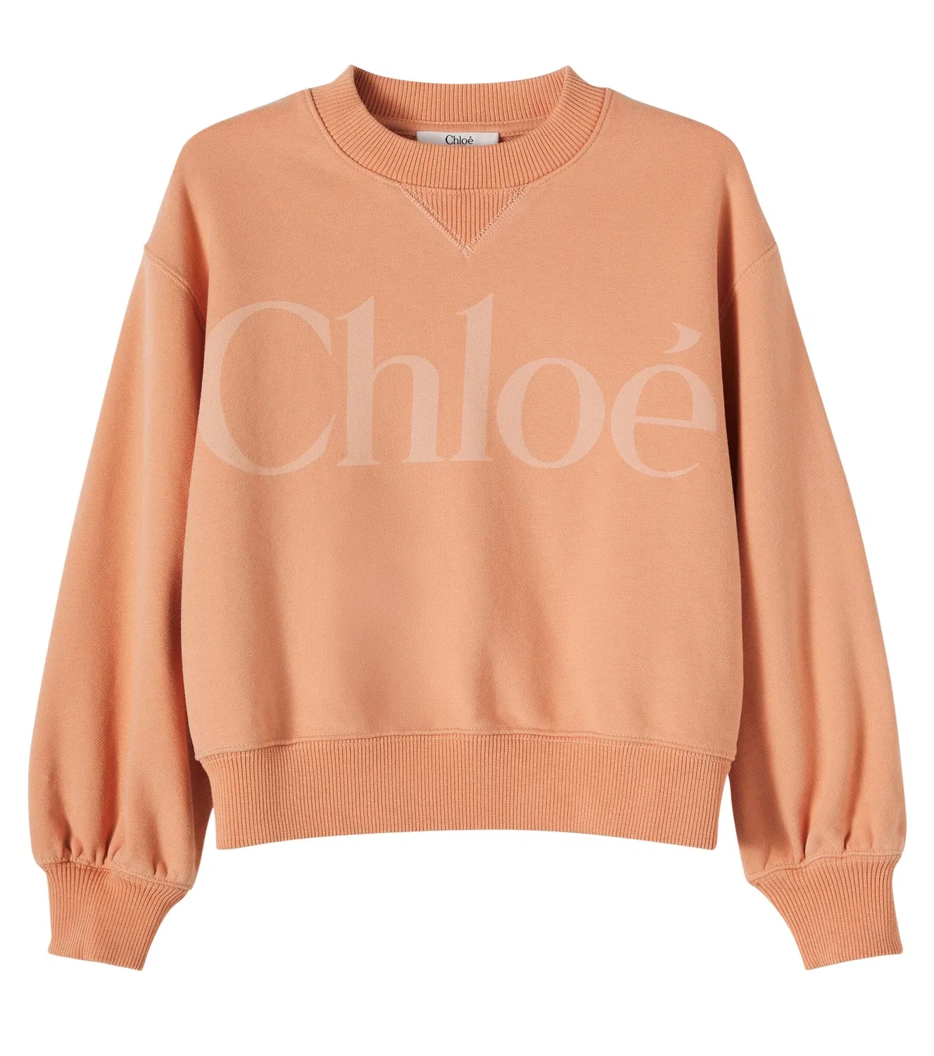 Свитшот хлопковый с логотипом Chloé Kids, оранжевый