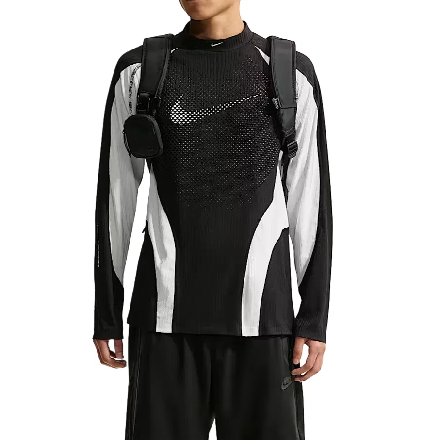 Мужская футболка с воротником-стойкой Nike Dri FIT ADV, Черный/Экрю/Экрю