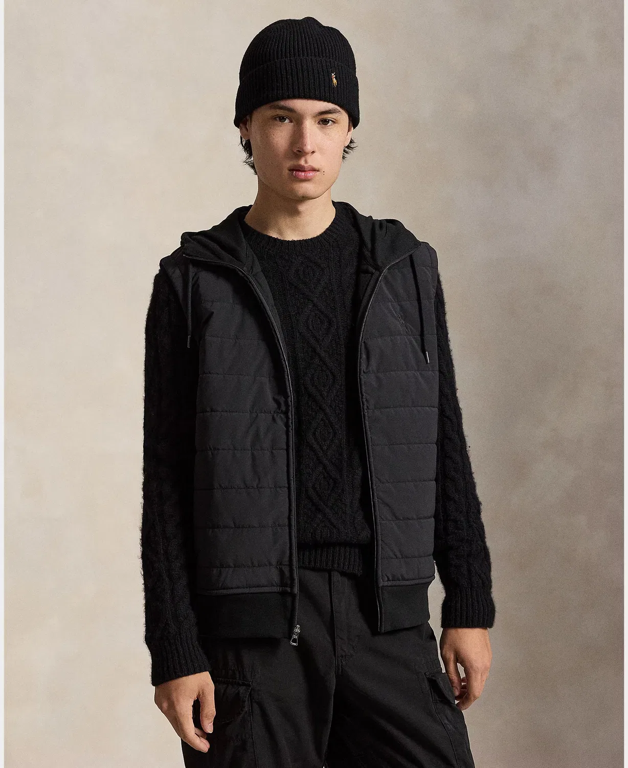 Мужский жилет из хлопка, Polo Ralph Lauren, черный
