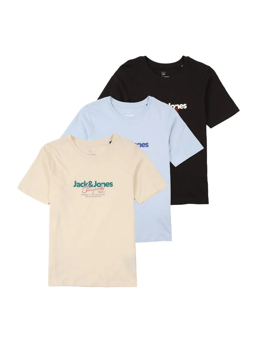 Детская рубашка 'JORCASSIS' бежевого, светло-голубого и черного цветов Jack & Jones Junior