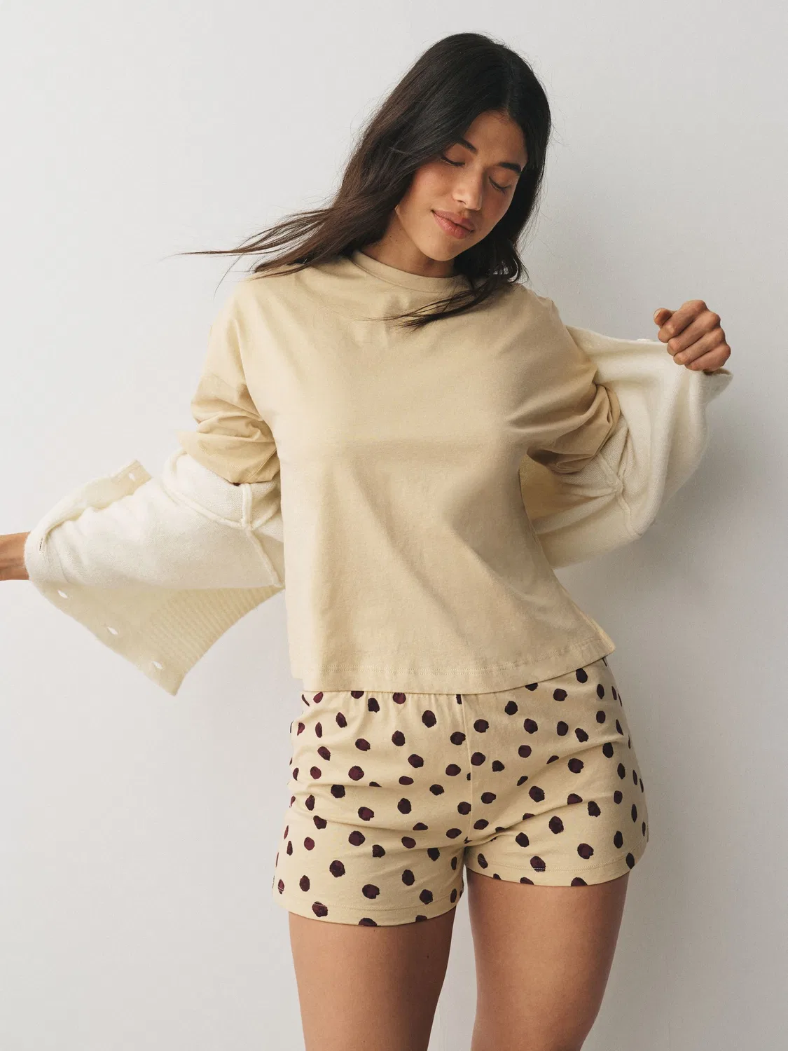Пижама Next Navy/Yellow Spot Short Set, 2 шт., темно-синий/желтый в горошек — фото 3