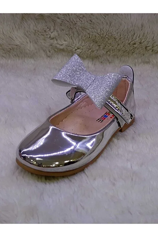 Детские балетки для девочек серебристые Özgür Kids, Silver