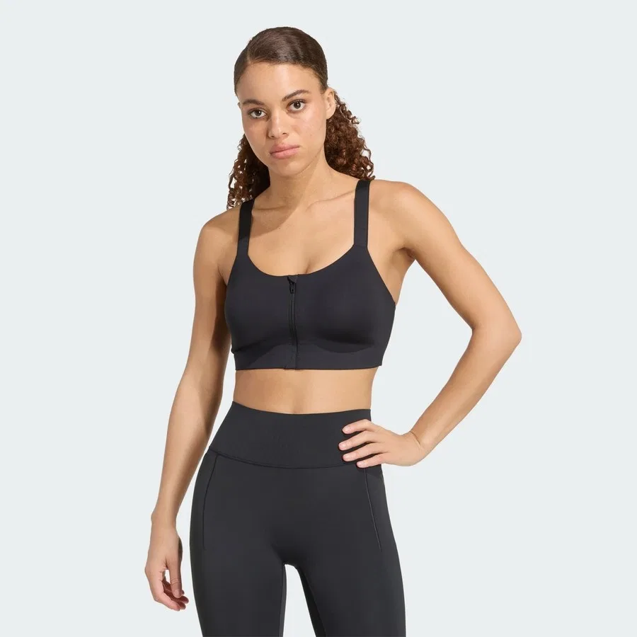 Спортивный бюстгальтер с высокой поддержкой Optimé High Support Zip Bra adidas, Черный