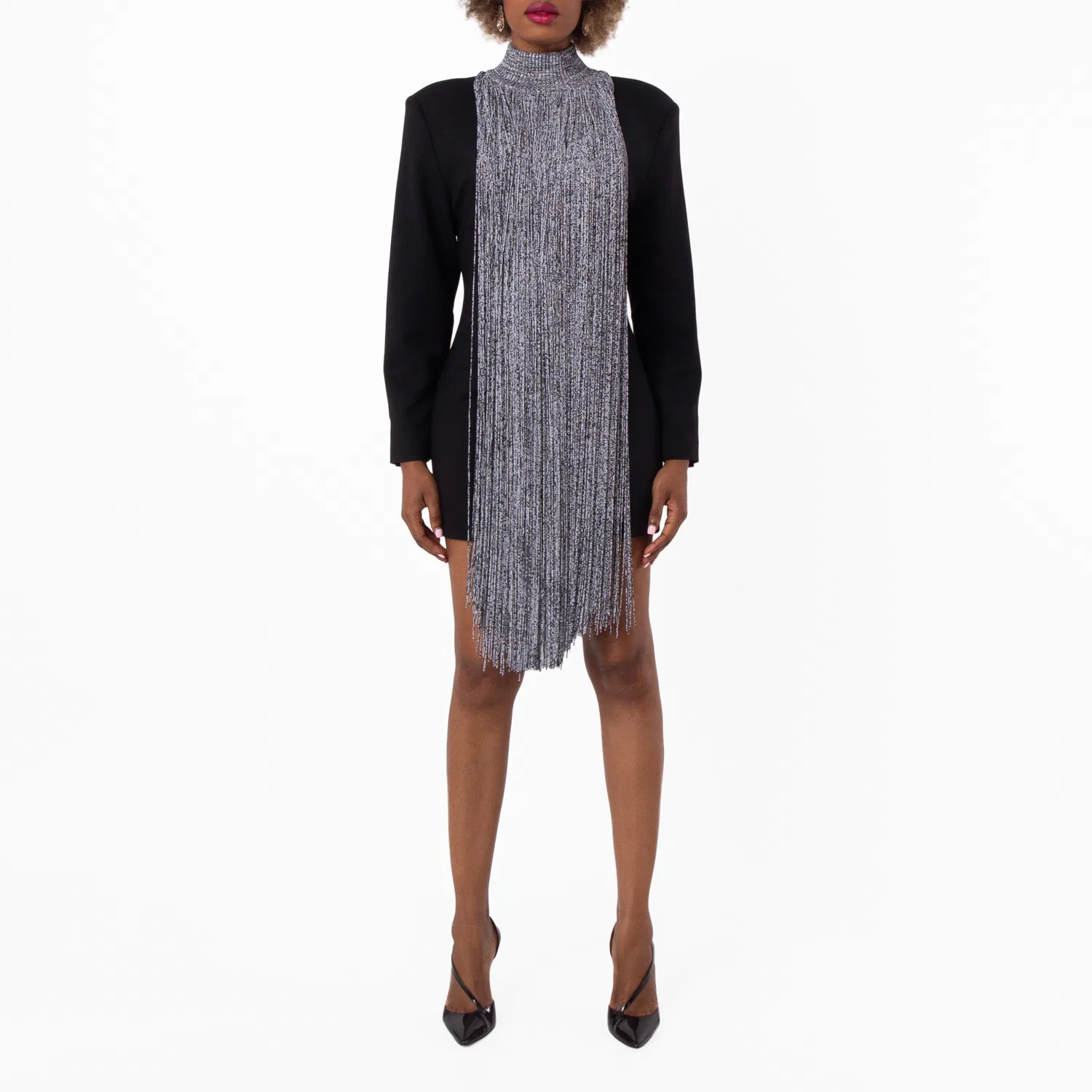 Накидка с бахромой Mouline Fringed Cape Burberry, Black/White