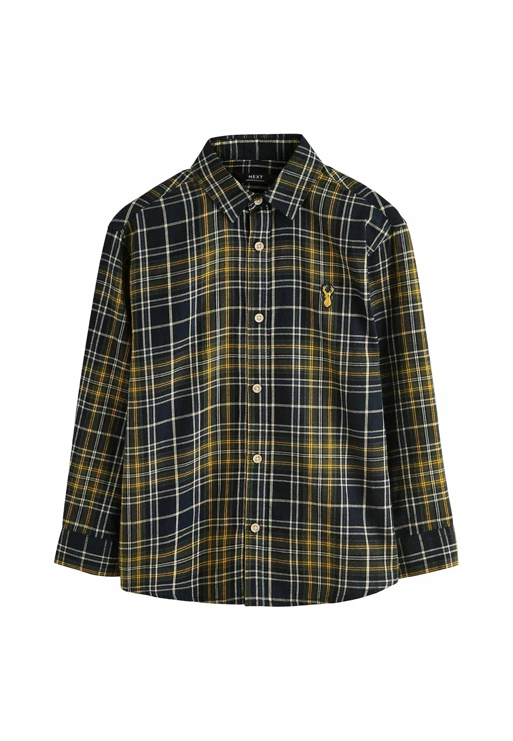 Рубашка в клетку с длинными рукавами, стандартного кроя Next, Navy Yellow Check — фото 4