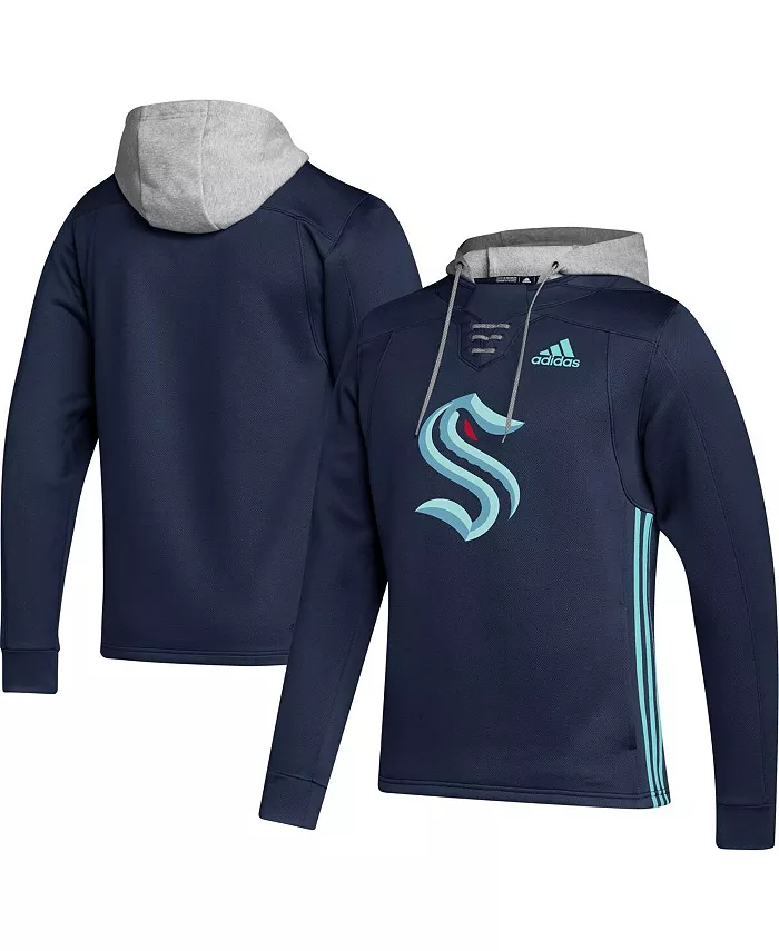 

Мужской свитшот с капюшоном Seattle Kraken Deep Sea Blue на шнуровке для катания adidas
