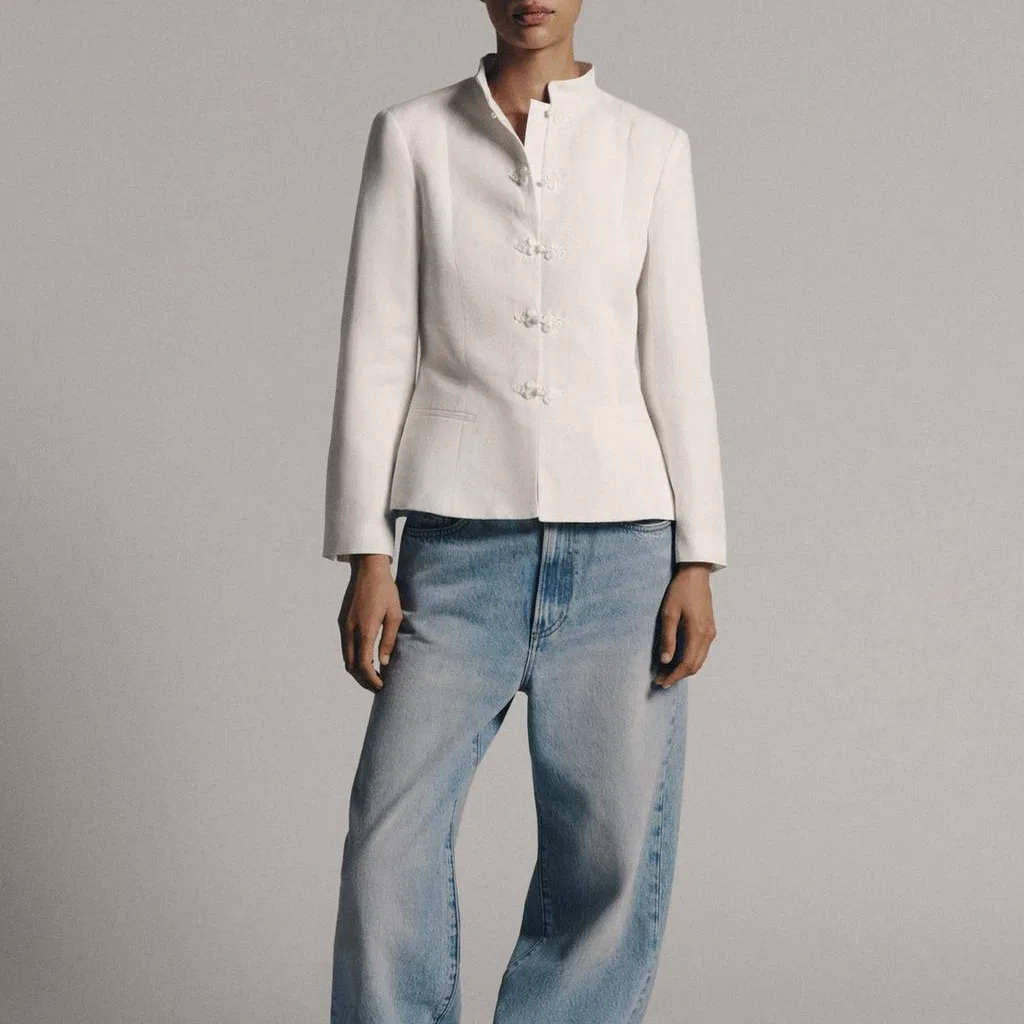 Женский деловой костюм с принтом Frosted White, ZARA, Frosted White — фото 4