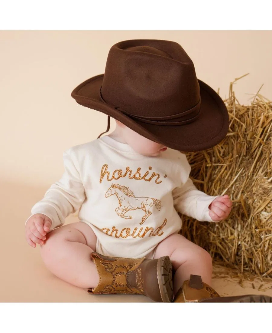 Боди-комбинезон с длинным рукавом Horsin Around Western Sweet Wink, Natural — фото 2