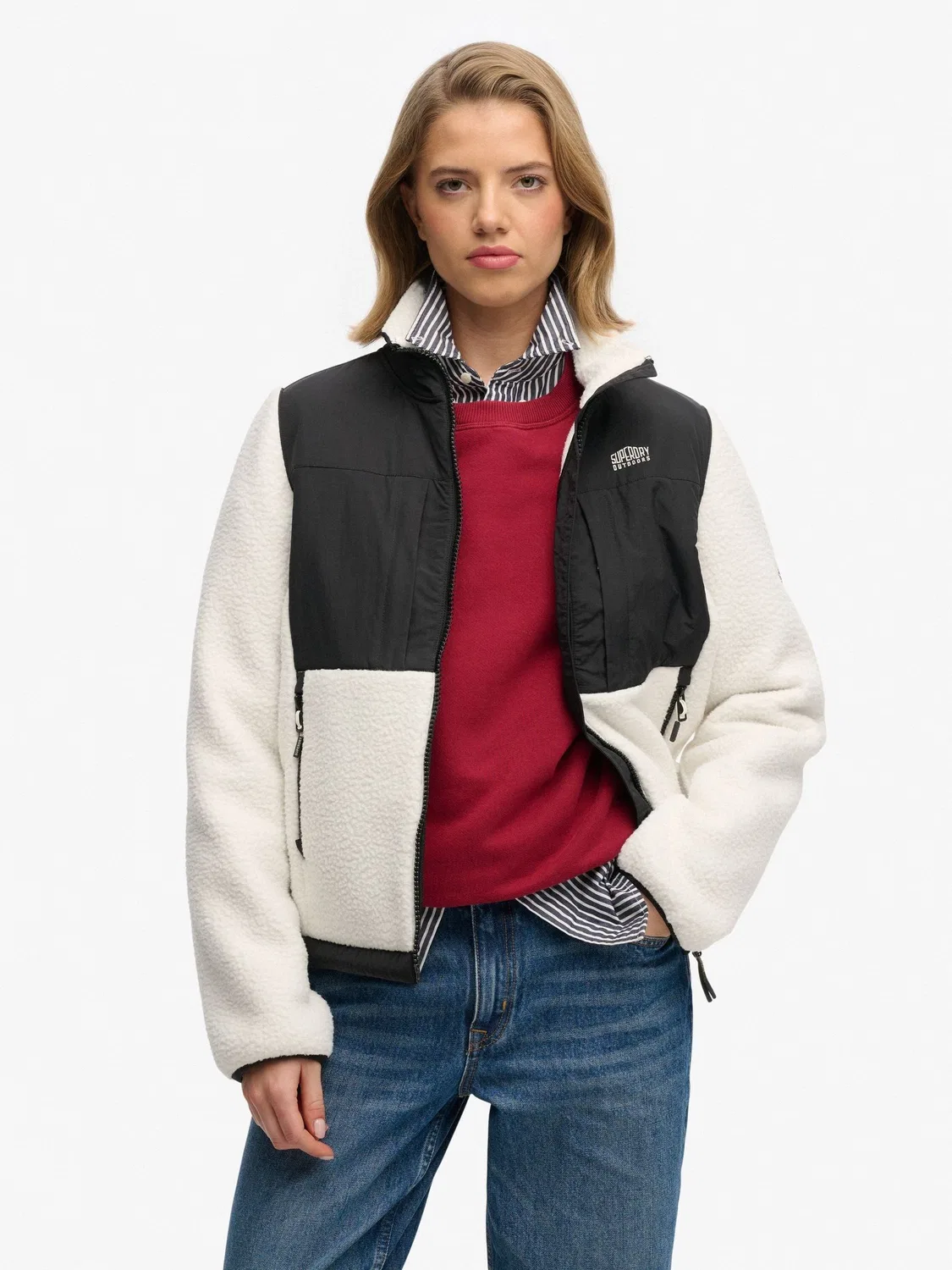 Куртка Polar Fleece Hybrid Trekker Superdry, белый