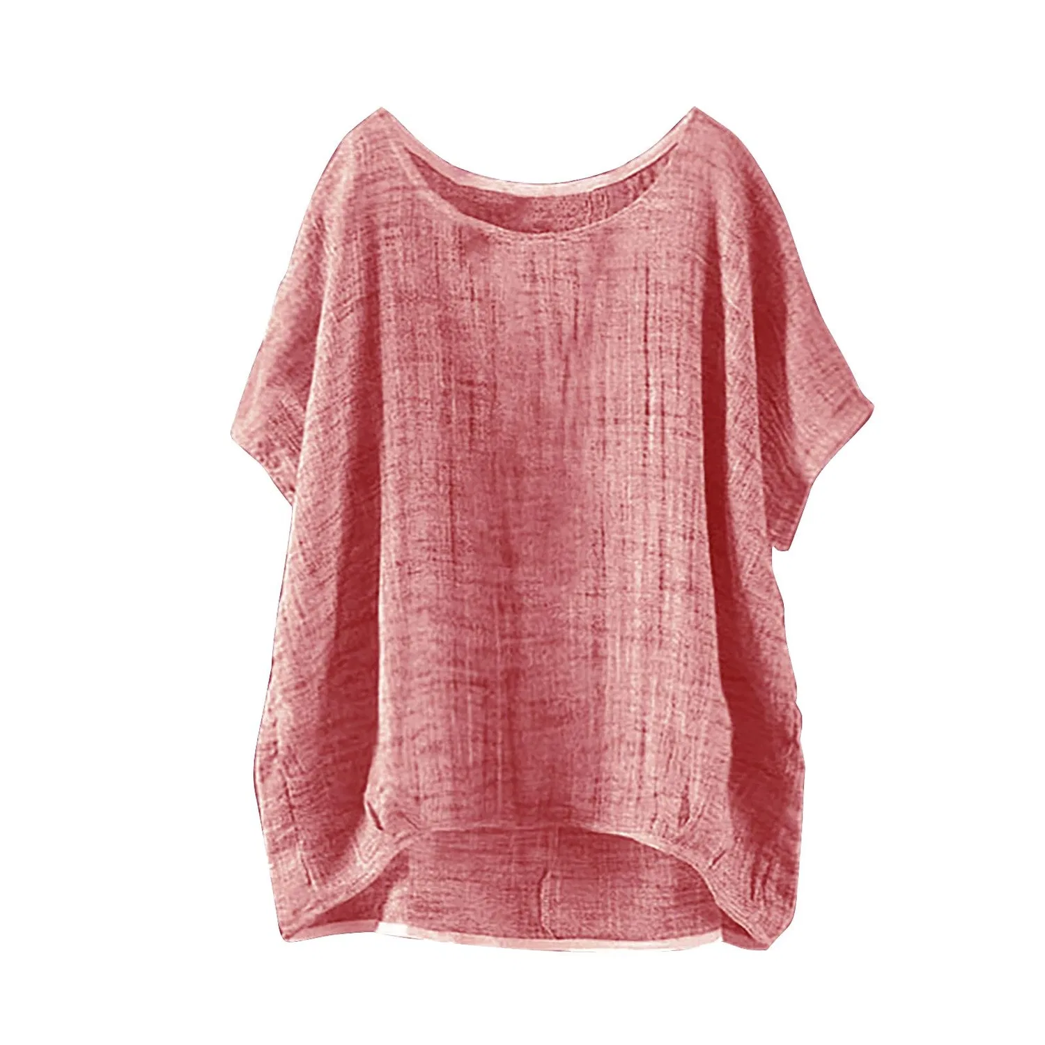 Женская льняная блуза с коротким рукавом, Pink