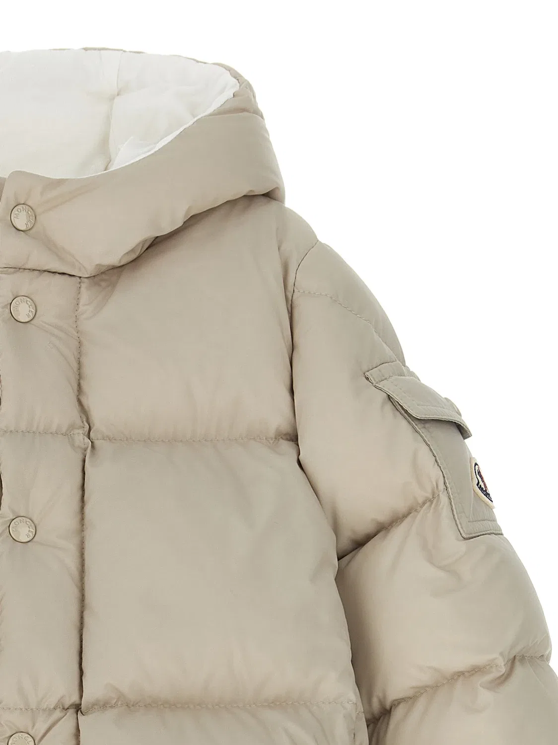 Пуховик "Жарет" Moncler Enfant, бежевый — фото 3