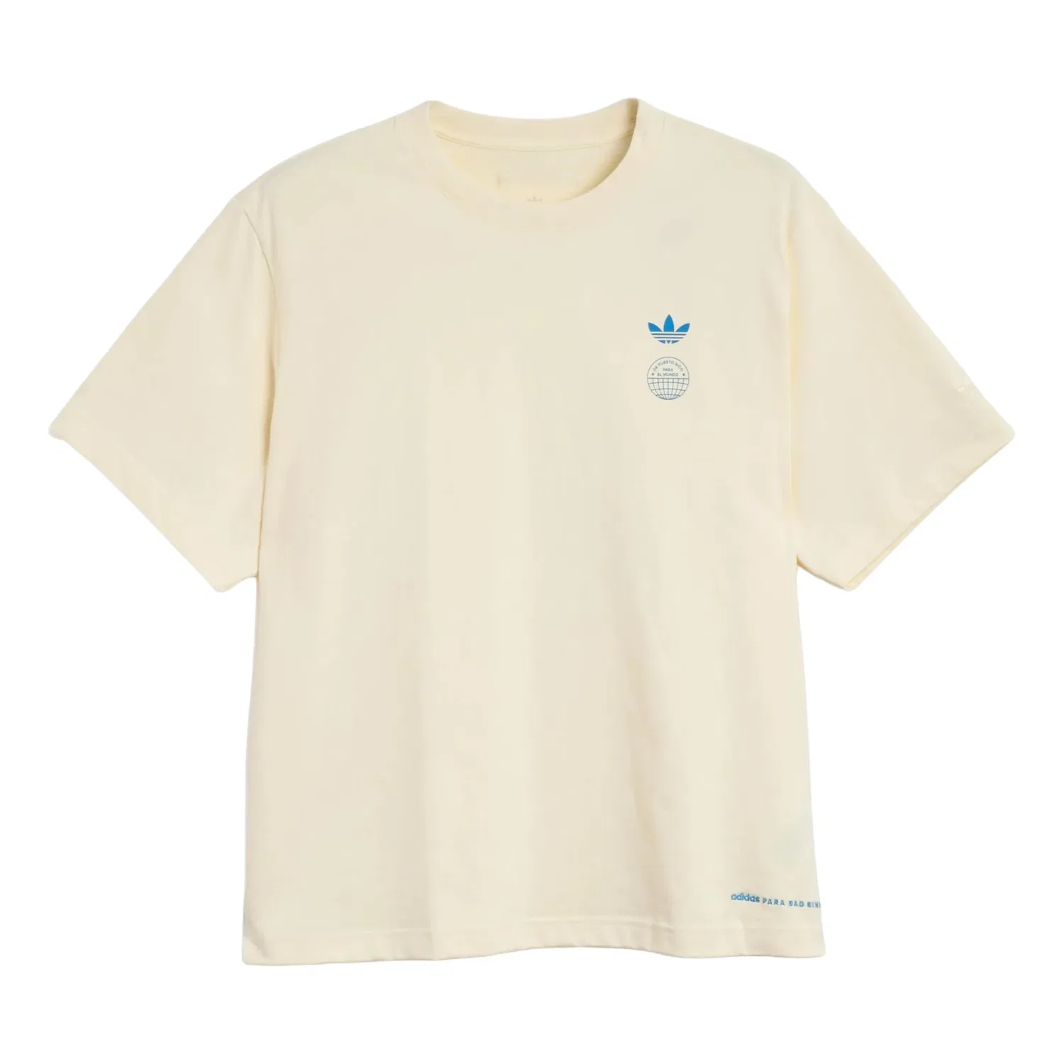 Мужская футболка с принтом Adidas x Bad Bunny DtMF Tour Merch Madrid T-Shirt, бежевый — фото 2
