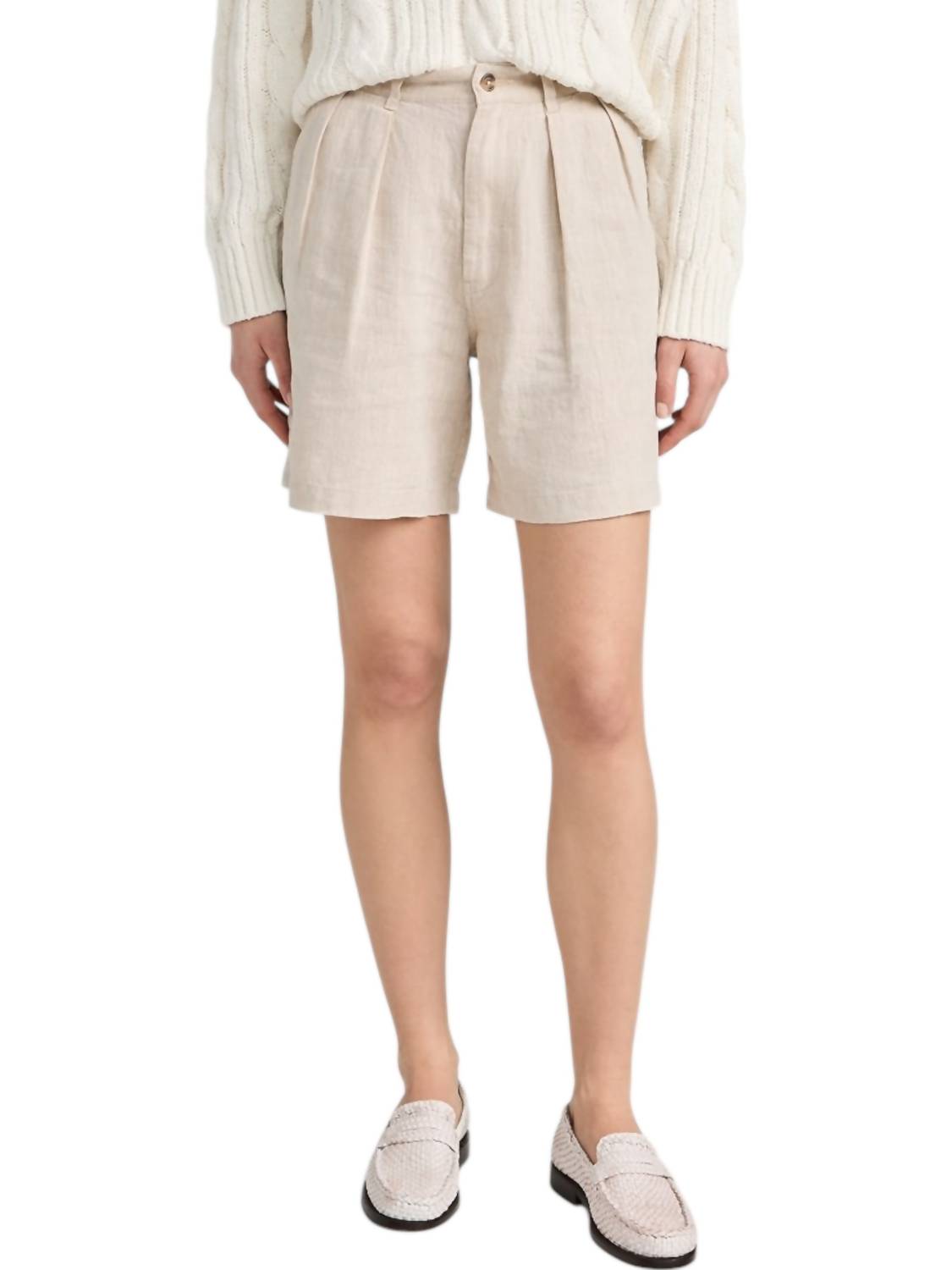 

Шорты с двойной складкой из натурального льна DENIMIST, цвет natural linen