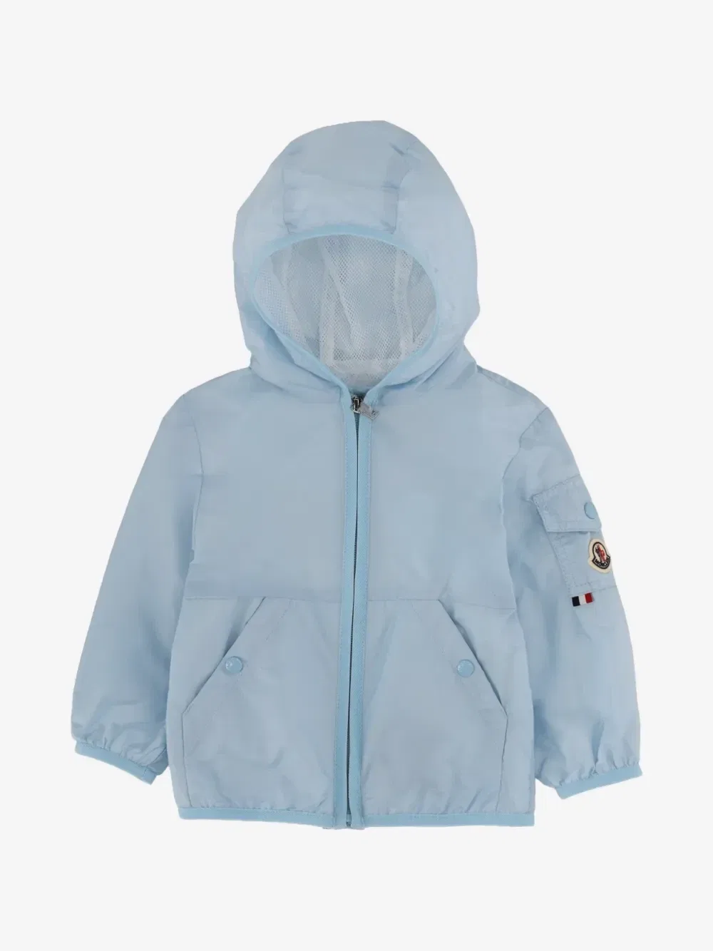 Куртка с капюшоном, украшенная нашивкой с логотипом Moncler Enfant, синий