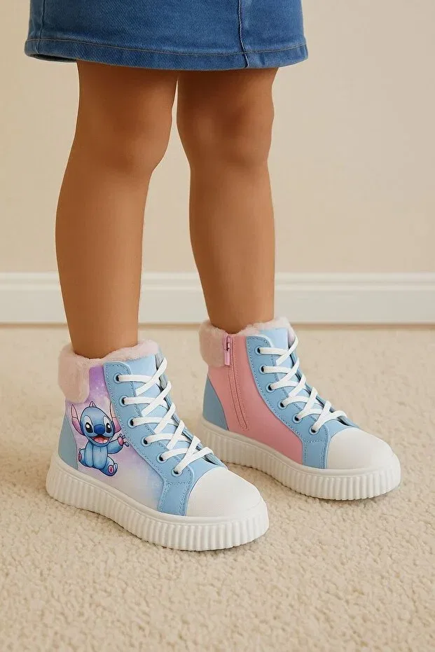 Детские ботинки для девочек на молнии и шнуровке Görkem Bebe Ayakkabı Ve Tekstil, Blue